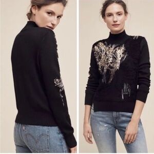 Anthropologie Knitted & Knotted Fete Sequin Sweater Medium
